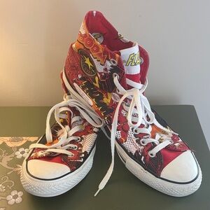 Converse High Top Sneakers - Red, White, Black Comic Graphic